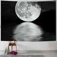 thumbnail image 1 of ERAPDAUR  Small Full Moon Over Ocean Tapestry Wall Hanging, Starry Night Sky Wall Tapestry, 3D Fantasy Black and White Large Moon Wall Art for Bedroom Living Room Dorm Home Decor 60x50inch, 1 of 6