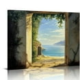 thumbnail image 1 of ERAPDAUR  View to the Amalfi Coast Canvas Wall Art Print, Classic, Traditional, Home Decor, Ocean Artwork 16x12in, 1 of 6