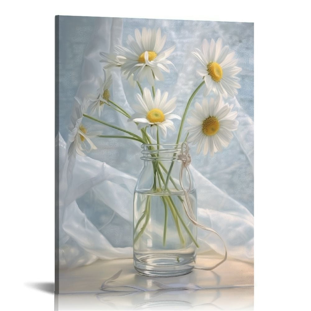 ERAPDAUR White Daisy Wall Art Bathroom Daisy Art Prints Daisy Flower ...