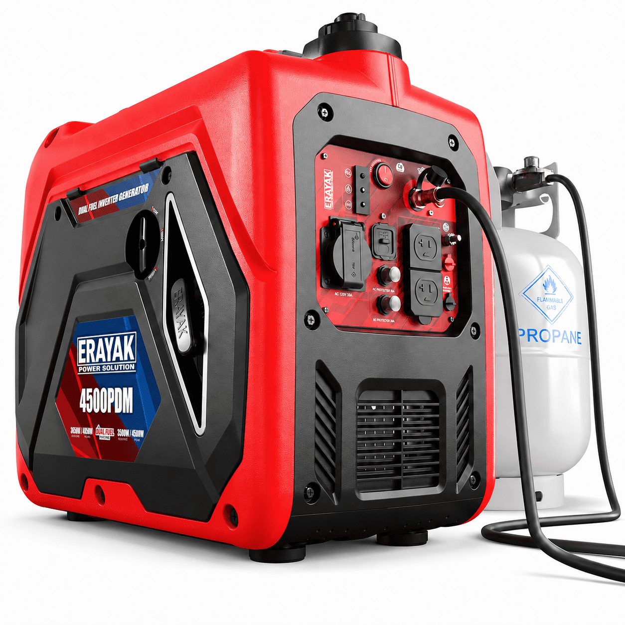 ERAYAK 4500W Dual-Fuel Inverter Generator, Quiet Gas Propane Portable Generator for Home & RV