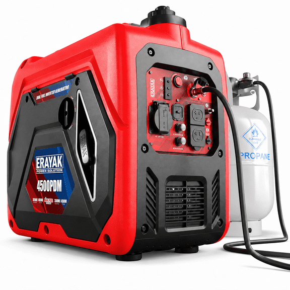 ERAYAK 4500W Dual-Fuel Inverter Generator, Quiet Gas Propane Portable Generator for Home & RV