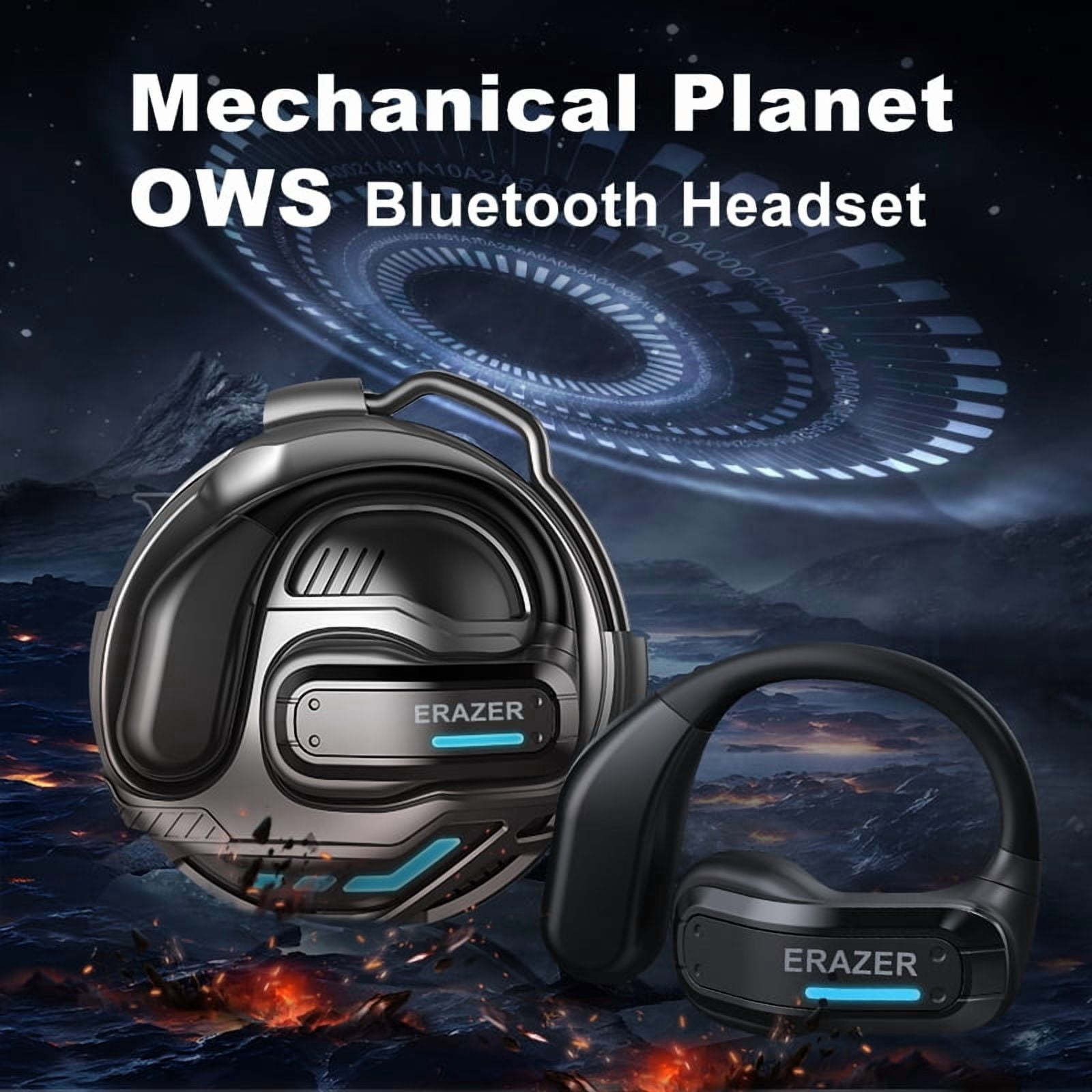ERAZER Bluetooth 6.0 Open-Ear Earbuds, AI Translator, Noise-Cancelling, 130+ Languages, 30H Playtime, IPX5 Waterproof, Black