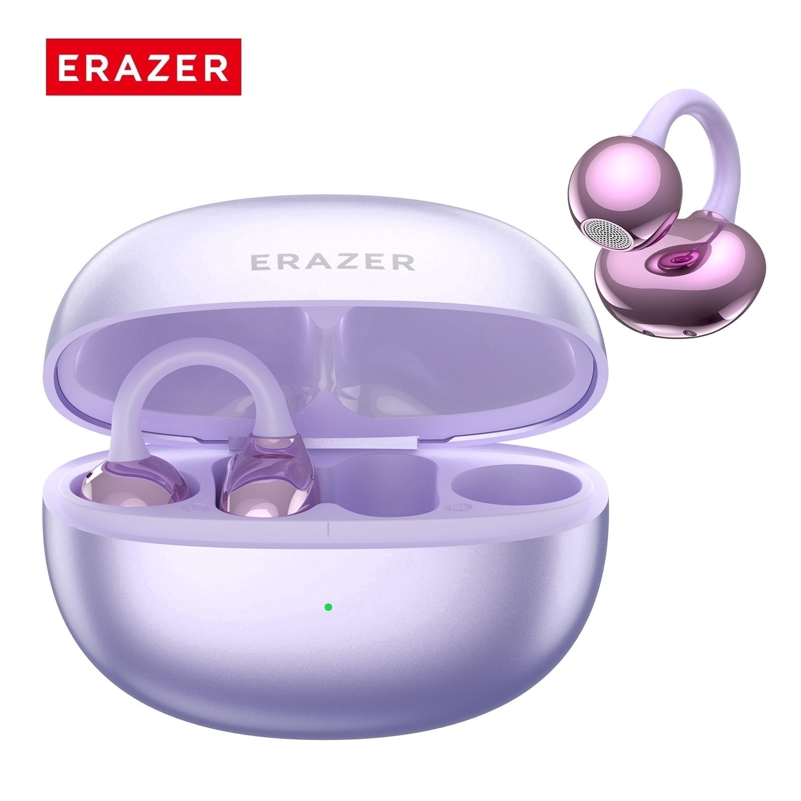 ERAZER XF36 Clip-On Wireless Earbuds, Bluetooth 5.4, 40H Playtime, IPX5 Waterproof Sports Headphones, Purple