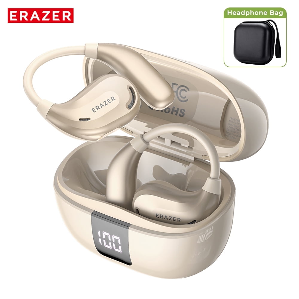 ERAZER XT66PRO Bluetooth 6.0 Wireless Open-Ear Headphones, AI Translator, Noise-Cancelling Earbuds, 130+ Languages, IPX5 Waterproof, Beige