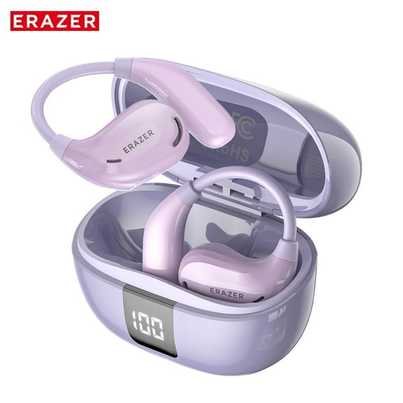 ERAZER XT66PRO Bluetooth 6.0 Wireless Open-Ear Headphones, AI Translator, Noise-Cancelling Earbuds, 130  Languages, IPX5 Waterproof, Purple