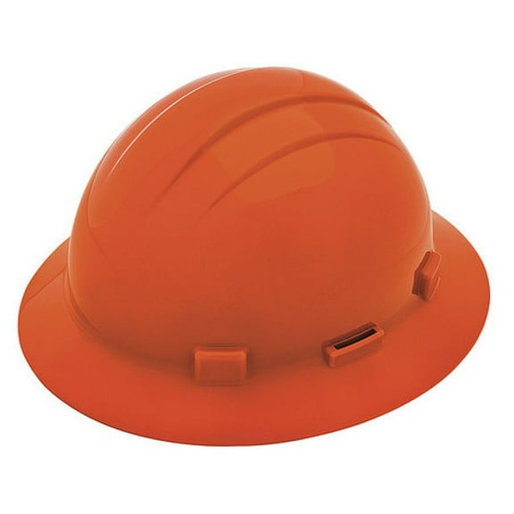 ERB SAFETY 19263 Full Brim Hard Hat, Type 1, Class E, Ratchet (4-Point), Orange