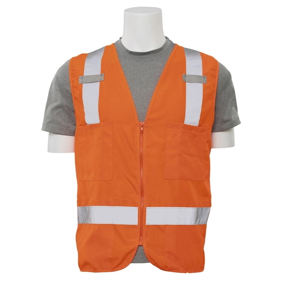 ERB Safety S414 Ansi Class 2 Vest SurveyorS Woven Oxford - Zipper