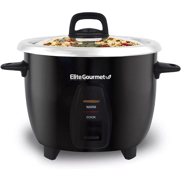 ERC2010B Electric Rice Cooker with Stainless Steel Inner Pot Makes Soups, Stews, Porridge's, Grains and Cereals, 10 cups cooked (5 Cups uncooked), Black