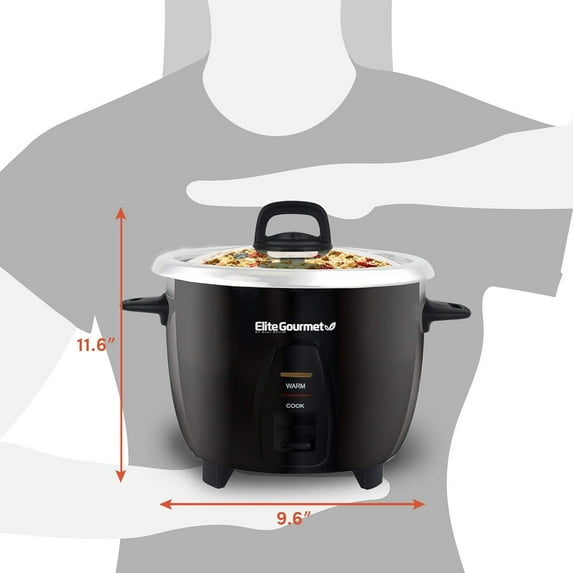 ERC2010B Electric Rice Cooker with Stainless Steel Inner Pot - 10 Cups Cooked, Black