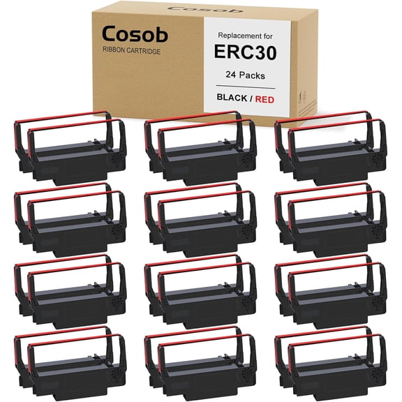 ERC30 and Red Ribbon Compatible with ERC30/34/38 Cartridges ERC38 B/R for -U220 M188B ERC 30 Printer Ribbons24 Pack