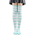 thumbnail image 1 of ERDOUY 1 Pairs Womens Thigh High Socks Cotton Striped Over the Knee Socks Long Knee High Stockings for Women,Blue, 1 of 2