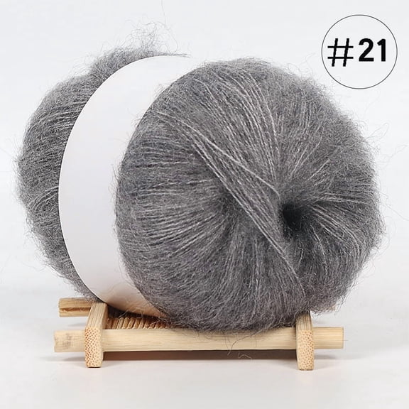 ERDOUY 1 Roll 50g Ultra Soft Fuzzy Fluffy Fine Thin Mohair Yarn, Premium Crocheting & Knitting Yarn for Sweater, Scarf, Hat, Blanket, Rug & Crafts, Grey
