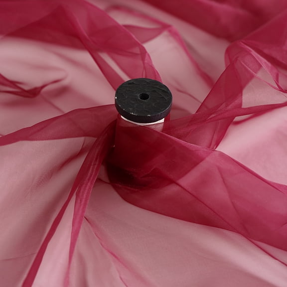 ERDOUY 1 Yard 60" Wide Bridal White Sheer Organza Tulle Fabric Roll, The Yard for Fashion Dress Sewing, Wedding Party Decor & Event Backdrops,Wine Red A