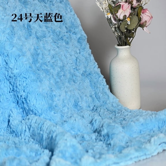 ERDOUY 1 Yard Soft Shaggy Faux Fur Fabric 63" Wide, Plush Brushed Fleece Craft Fur Material for Sewing, Apparel, Scarves, Dolls, Blankets & Decor, Blue A