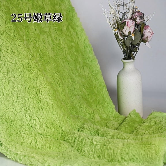 ERDOUY 1 Yard Soft Shaggy Faux Fur Fabric 63" Wide, Plush Brushed Fleece Craft Fur Material for Sewing, Apparel, Scarves, Dolls, Blankets & Decor, Green A