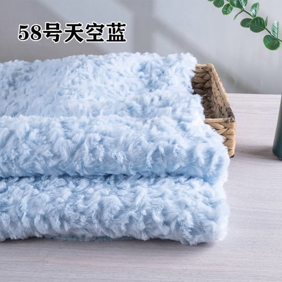 ERDOUY 1 Yard Soft Shaggy Faux Fur Fabric 63" Wide, Plush Brushed Fleece Craft Fur Material for Sewing, Apparel, Scarves, Dolls, Blankets & Decor, Light Blue A