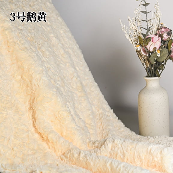 ERDOUY 1 Yard Soft Shaggy Faux Fur Fabric 63" Wide, Plush Brushed Fleece Craft Fur Material for Sewing, Apparel, Scarves, Dolls, Blankets & Decor, Light Yellow