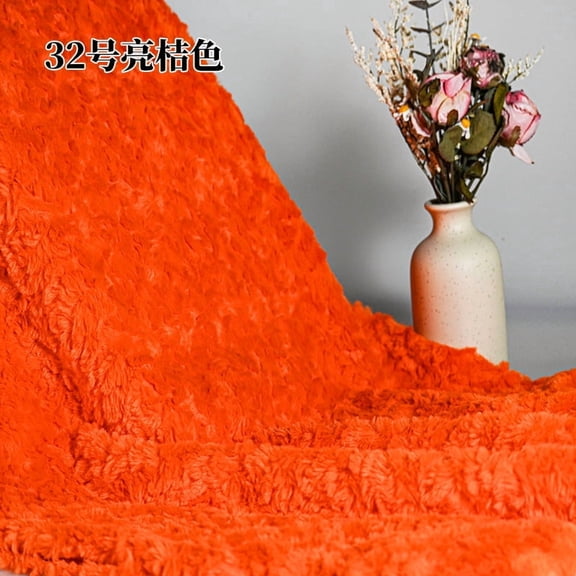 ERDOUY 1 Yard Soft Shaggy Faux Fur Fabric 63" Wide, Plush Brushed Fleece Craft Fur Material for Sewing, Apparel, Scarves, Dolls, Blankets & Decor, Orange A