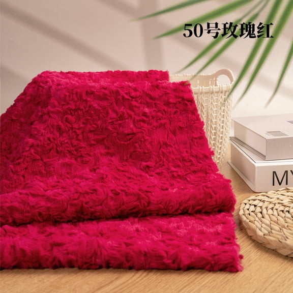 ERDOUY 1 Yard Soft Shaggy Faux Fur Fabric 63" Wide, Plush Brushed Fleece Craft Fur Material for Sewing, Apparel, Scarves, Dolls, Blankets & Decor, Rose Red A