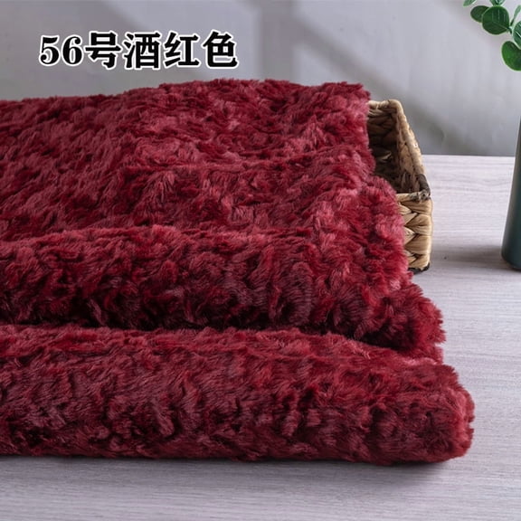 ERDOUY 1 Yard Soft Shaggy Faux Fur Fabric 63" Wide, Plush Brushed Fleece Craft Fur Material for Sewing, Apparel, Scarves, Dolls, Blankets & Decor, Wine Red