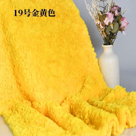ERDOUY 1 Yard Soft Shaggy Faux Fur Fabric 63" Wide, Plush Brushed Fleece Craft Fur Material for Sewing, Apparel, Scarves, Dolls, Blankets & Decor, Yellow