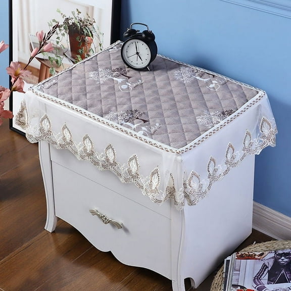 ERDOUY 1 bedside table cover, coffee table cover, multifunctional small tablecloth, lace edge dust cover 45 * 45cm (light brown)