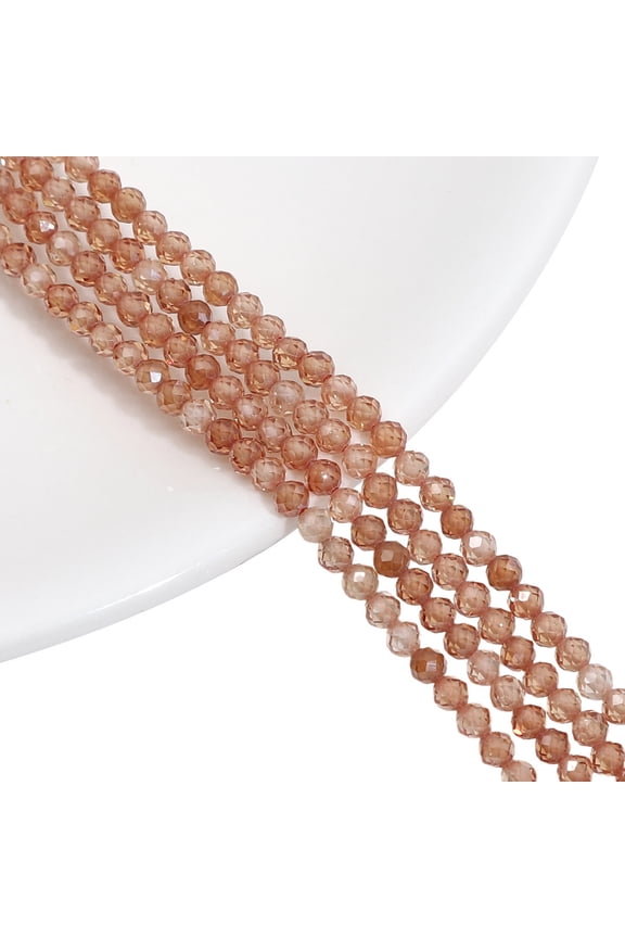 1 piece 3mm natural zircon light brown cut round beads DIY handmade bead bracelet necklace accessories loose beads