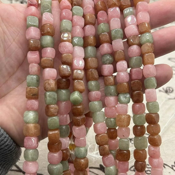 ERDOUY 1 piece 8x8mm natural stone block bead DIY handmade bracelet necklace woven jewelry accessories mixed color block natural stone scattered beads
