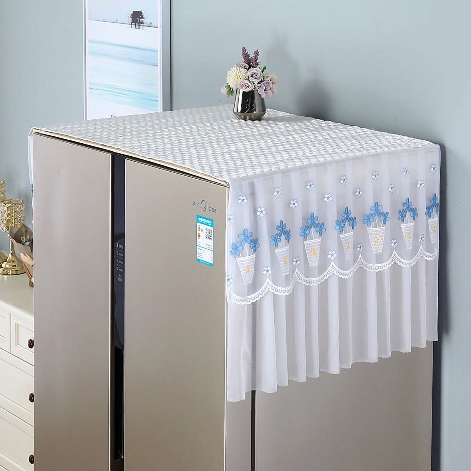 ERDOUY 1 piece anti slip refrigerator dust cover cloth, washing machine cover cloth, protective cover, single door double door freezer dust cover 90 * 65cm (blue)