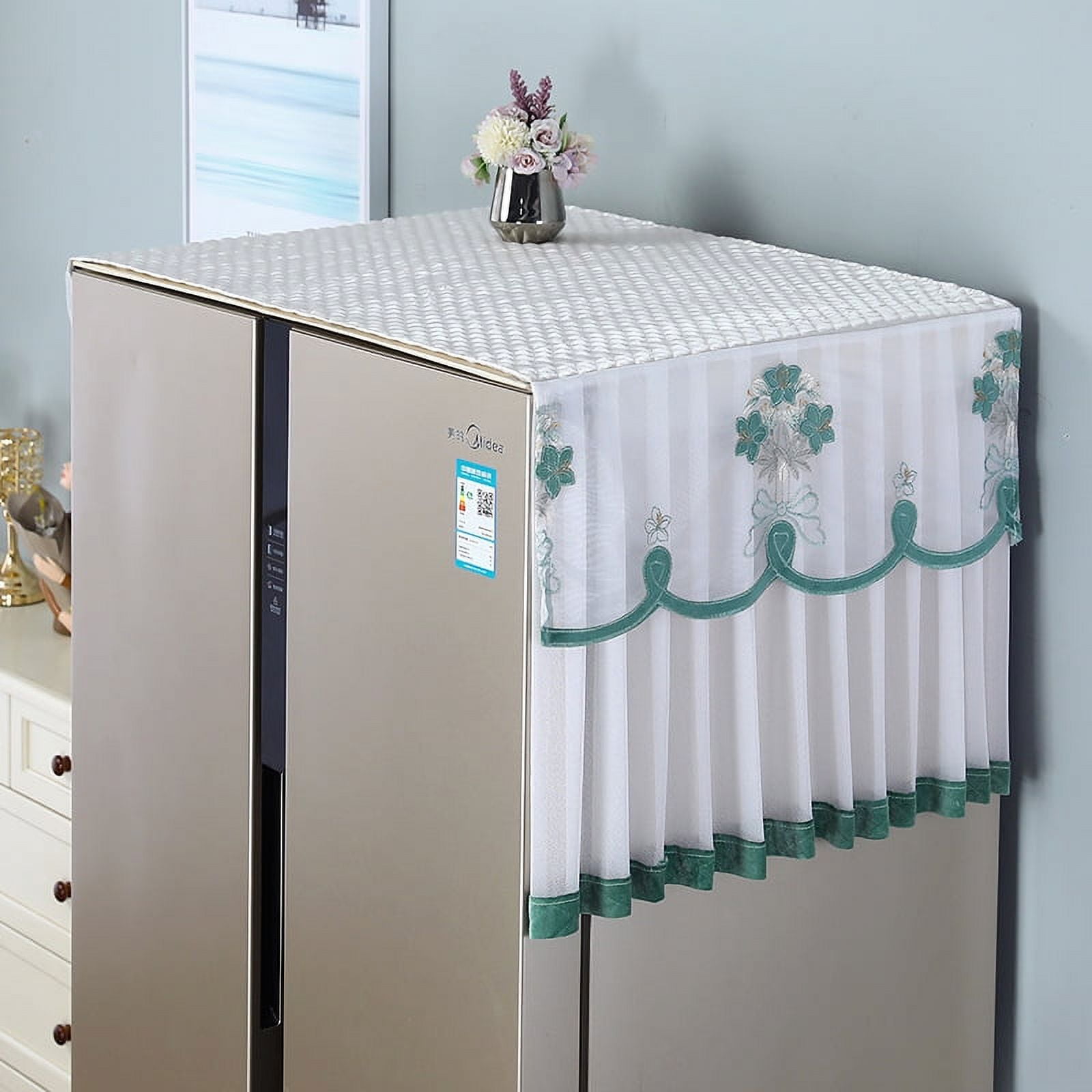 ERDOUY 1 piece anti slip refrigerator dust cover cloth, washing machine cover cloth, protective cover, single door double door freezer dust cover 90 * 65cm (green)