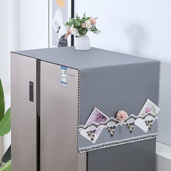 ERDOUY 1 piece double door refrigerator dust cover single door cover cloth washing machine microwave lace morning glory lace oil proof waterproof dust cover 170 * 60cm (gray)