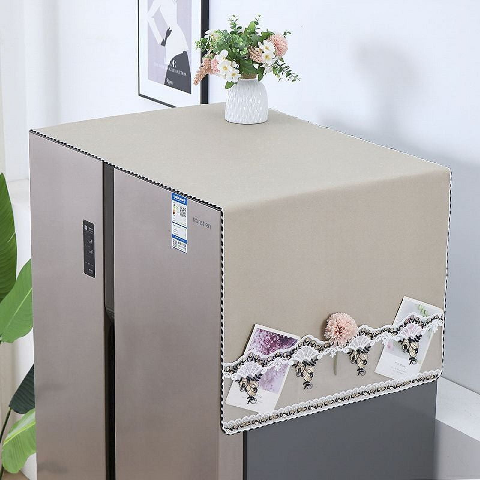 ERDOUY 1 piece double door refrigerator dust cover single door cover cloth washing machine microwave lace morning glory lace oil proof waterproof dust cover 170 * 60cm (light brown)