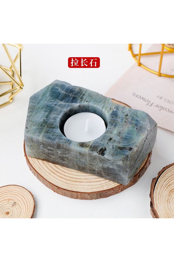 1 piece gray natural stone candle holder - quartz natural stone crystal, perfect for home, party, and party decoration, ideal natural stone candle holder