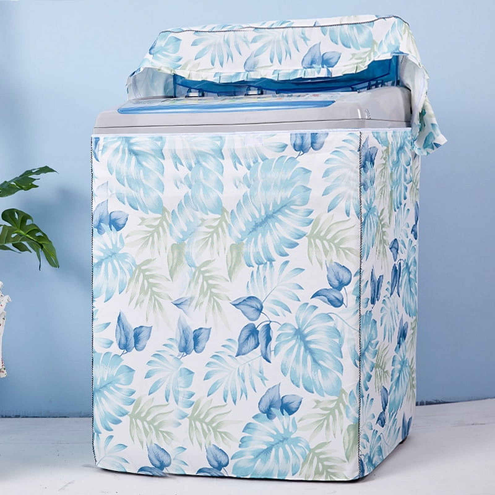 ERDOUY 1 piece household printed pulsator washing machine cover universal sunscreen waterproof washing machine dust cover (S size, blue)