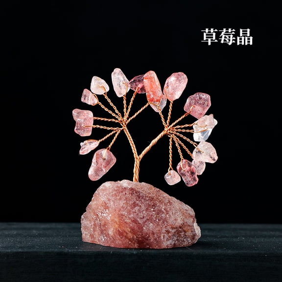 ERDOUY 1 piece natural crushed stone crystal life tree pink natural raw stone base flower tree wealth tree home decoration