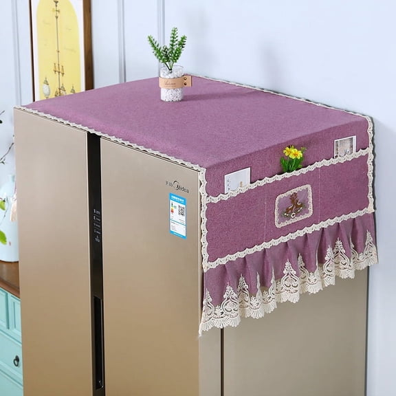 ERDOUY 1 piece new refrigerator cover cloth dust cover for double door single door fabric washing machine drum refrigerator dust cover cloth towel 55 * 140cm (purple)