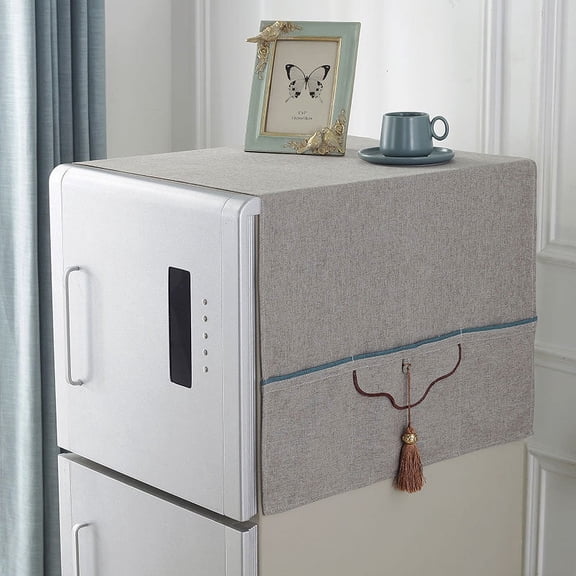 ERDOUY 1 piece refrigerator cover cloth dustproof cloth home fabric washing machine cover cloth double door refrigerator dust cover 130 * 50cm (gray)