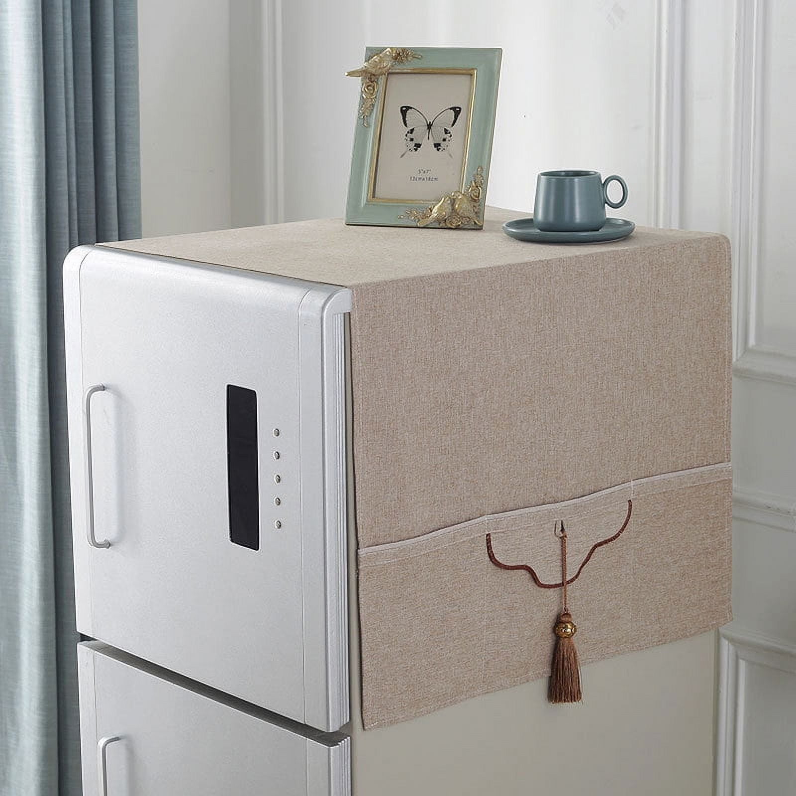 ERDOUY 1 piece refrigerator cover cloth dustproof cloth home fabric washing machine cover cloth double door refrigerator dust cover 130 * 50cm (light brown)
