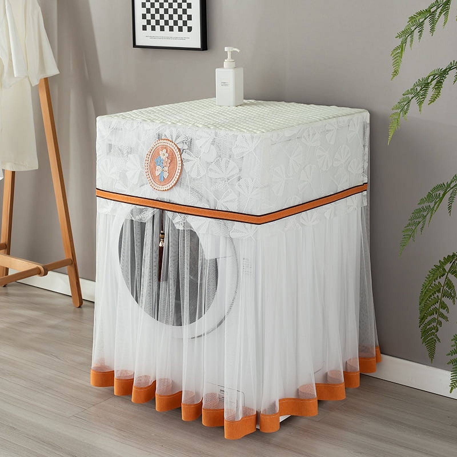 ERDOUY 1 piece washing machine dust cover new lace yarn washing machine dust cover household drum sun protection cover decoration 60 * 60 * 85cm (orange)
