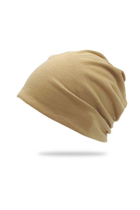 1 unisex double-layer solid color pile cap, thin pullover cap, used for clothing matching, gardening, beach (light brown)