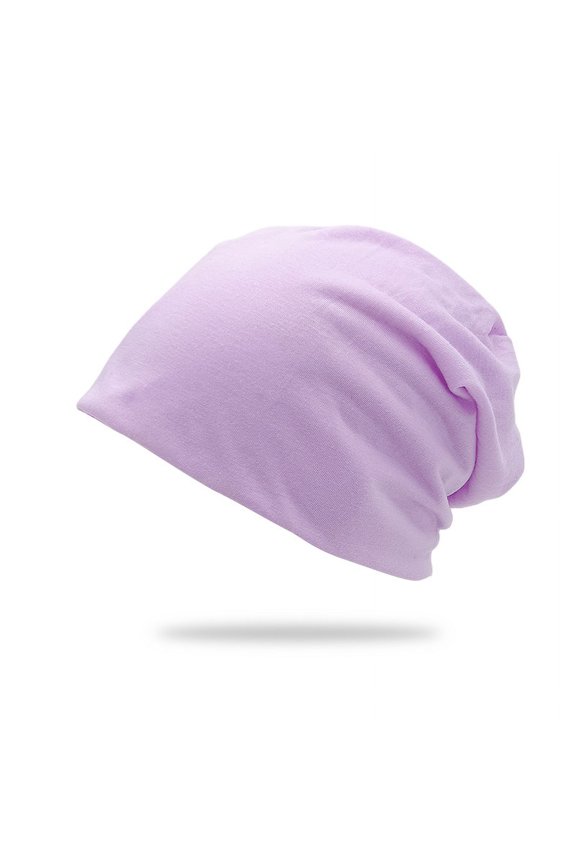 1 unisex double-layer solid color pile cap, thin pullover cap, used for clothing matching, gardening, beach (light purple)