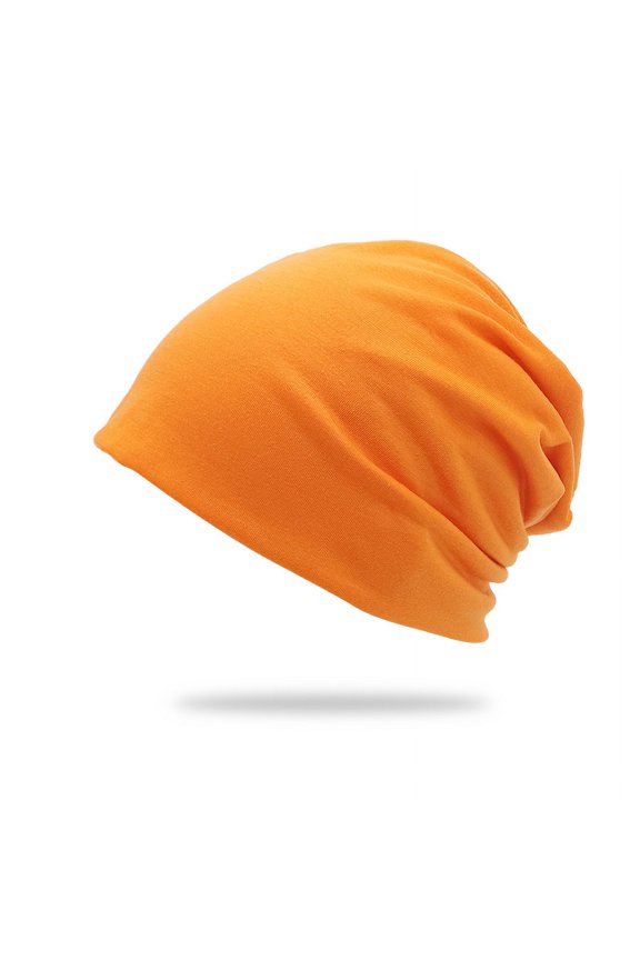 1 unisex double-layer solid color pile cap, thin pullover cap, used for clothing matching, gardening, beach (orange)