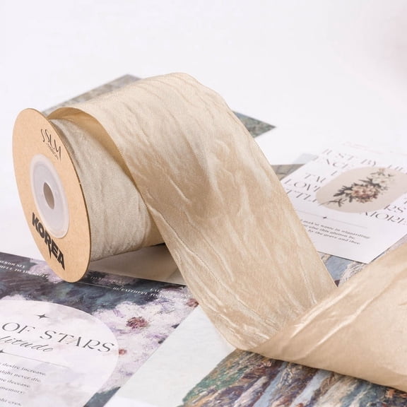 ERDOUY 10 Yards Fabric Crinkled Ribbon,Silk-Like Wrinkled Ribbons,for Gift Wrapping Basket Wreaths Bows Making Home Event Decor Christmas Tree Top Bows,A37