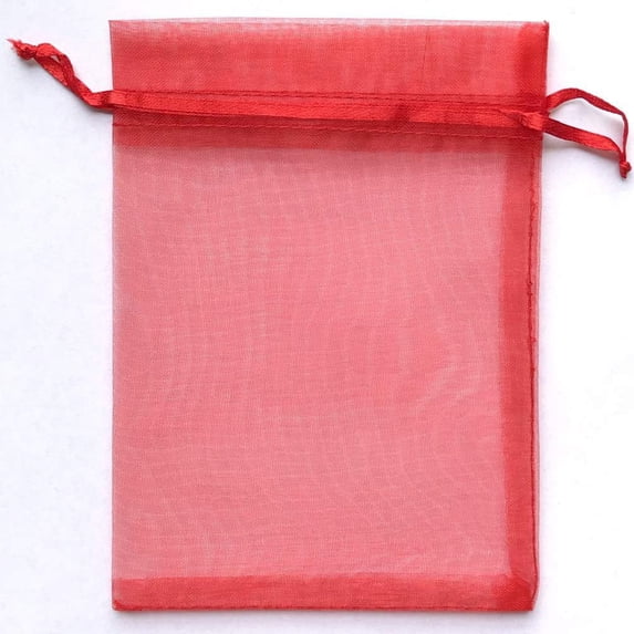 ERDOUY 100 Pcs Organza Drawstring Bags, 3.5×4.7 Inch Breathable Mesh Pouch Bags, Reusable Small Gift Sacks for Jewelry, Candy Treats, Sachets and Easter Party Supplies, Red