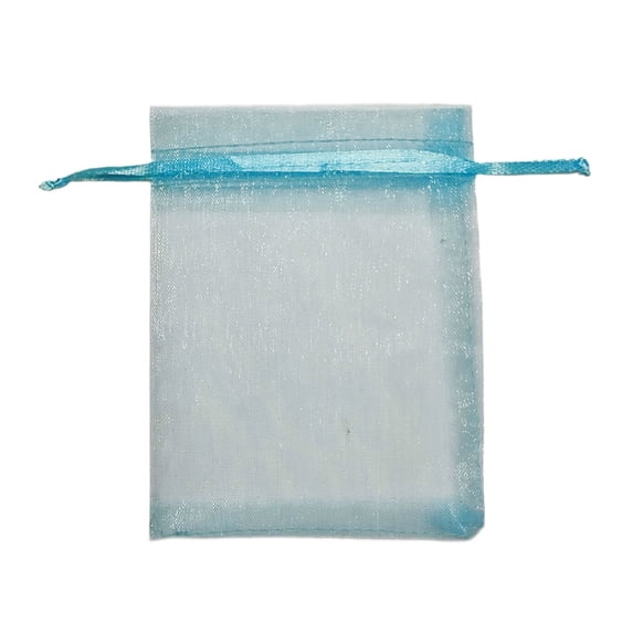 ERDOUY 100 Pcs Organza Drawstring Bags, 4×6 Inch Breathable Mesh Pouch Bags, Reusable Small Gift Sacks for Jewelry, Candy Treats, Sachets and Easter Party Supplies, Light Blue