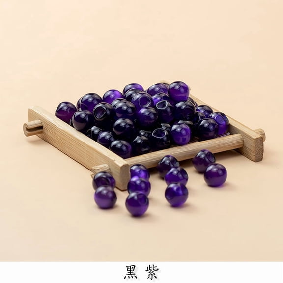 ERDOUY 100-Piece 10mm Round Resin Buttons, Imitation Jade Style with Faux Pearl Decor, Plastic Sewing Buttons for Wedding Dress, Skirt, Gloves, Sweaters, Shirts & HatsBlack Purple