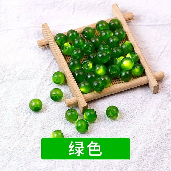 ERDOUY 100-Piece 10mm Round Resin Buttons, Imitation Jade Style with Faux Pearl Decor, Plastic Sewing Buttons for Wedding Dress, Skirt, Gloves, Sweaters, Shirts & HatsGreen