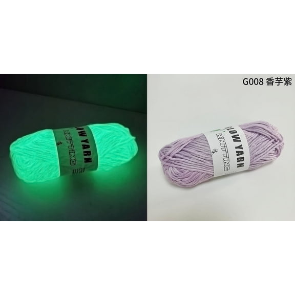 ERDOUY 100G (2 Roll) Knitting Yarn,Polyester Yarn Glow in The Dark Multiple Colour Anti-Fade Soft DIY Thread Hand Crocheted Scarf Hat Shawl Luminous Fine Yarn for Hand Knitting,Light Purple