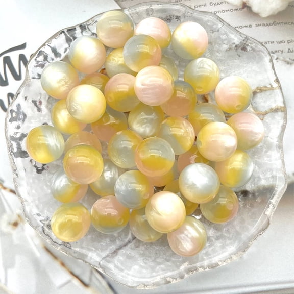 ERDOUY 100PCS 16MM Round Bright Colorful Craft Beads with Holes, Friendship Bracelet Making Supplies & DIY Bracelet Beads, Yellow + Pink + Gray