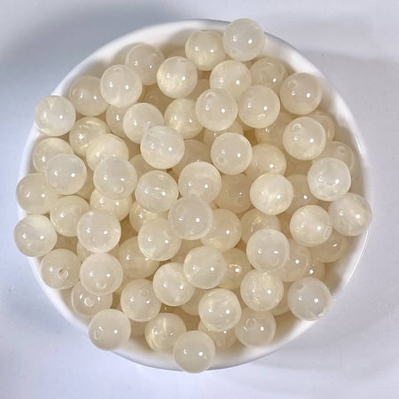 ERDOUY 100PCS 8MM Resin Craft Beads - DIY Jewelry Making Supplies for Bracelet Crafting Projects, Beige